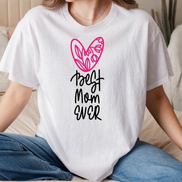Best Mom Ever Shirt, Heart Shirt for Mom, Heart Logo T-shirt, Mothers Day Tee - Picture 1 of 4